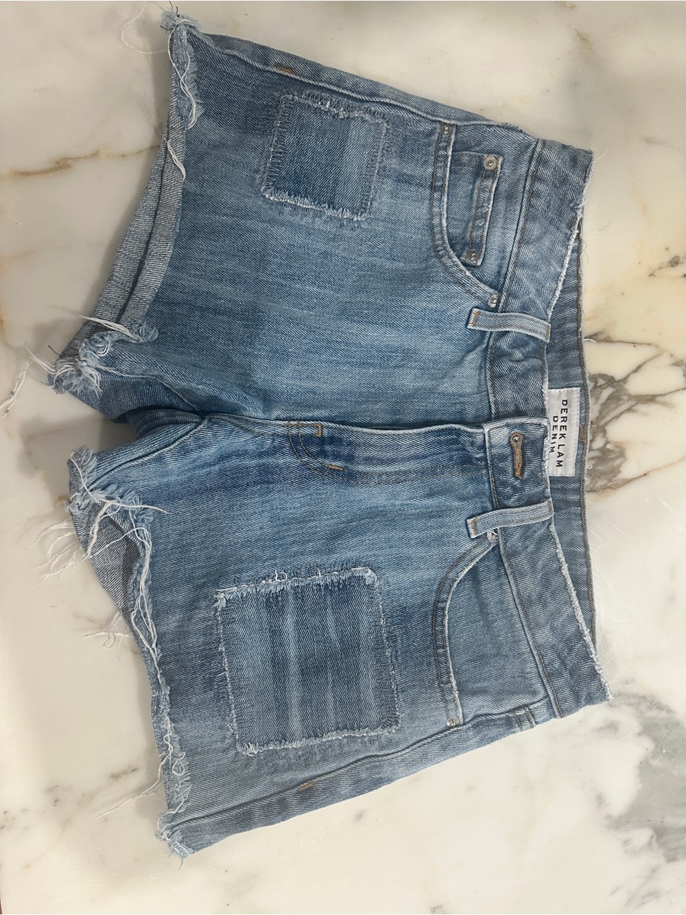 Derek Lam Light Blue Distressed Denim Jean Shorts